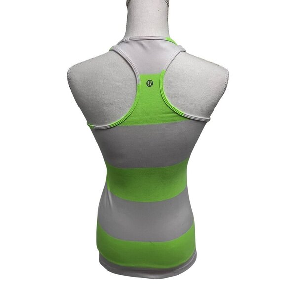 Lululemon Womens Green White Striped Racerback Fitted Tank Top Shirt Small Sz 4 - Picture 2 of 5